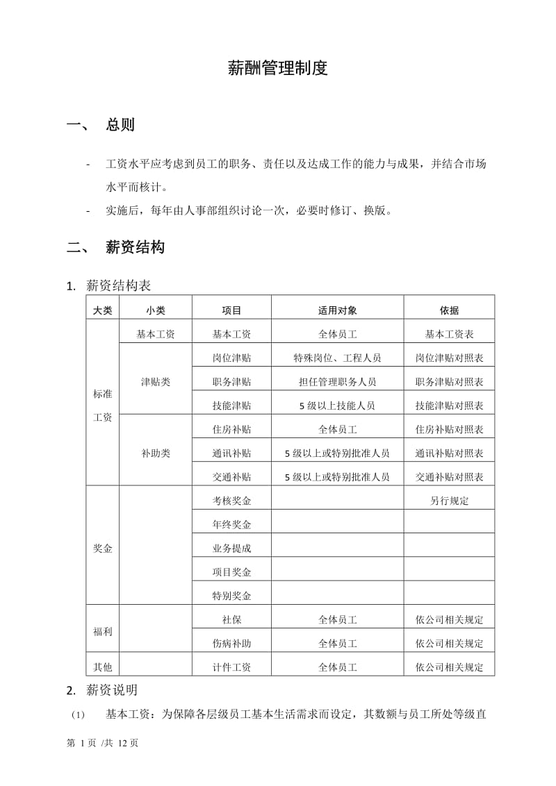 某投资服务公司薪酬管理制度-职务工资.doc